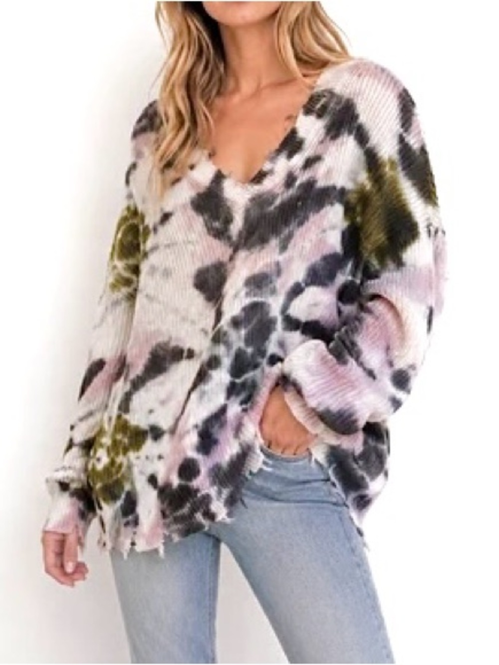 YFB V-Neck tie-dye Sweater